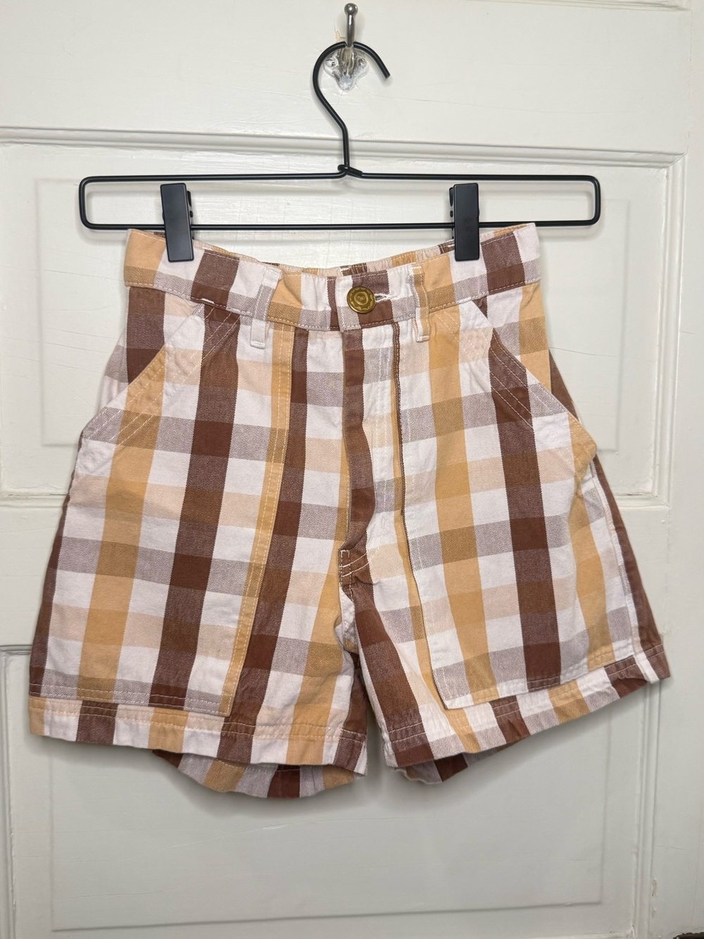 Big Bud Press Brown Tan White Plaid Women’s Shorts